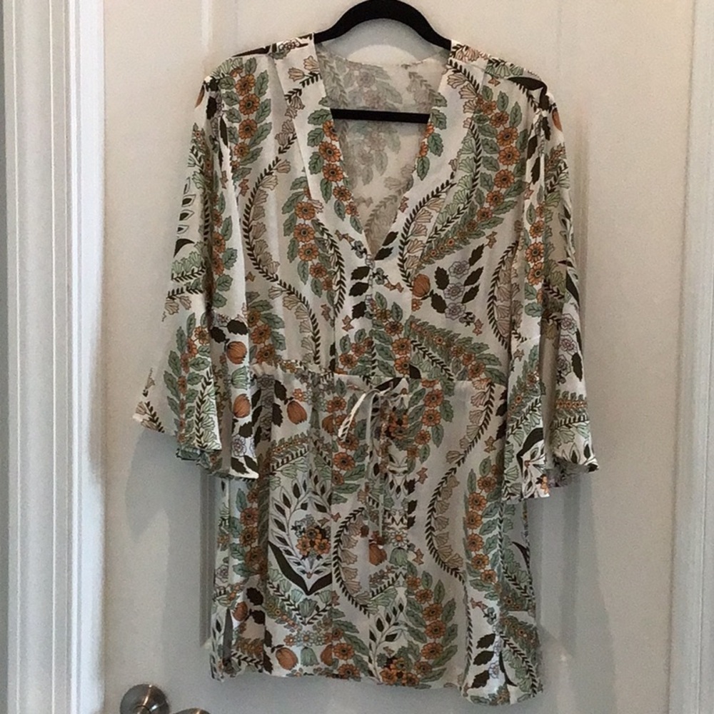 Floral Print Women's coverup - Green, Brown, Cream